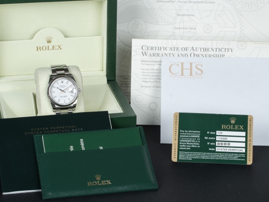 Rolex Date 34 Bianco Oyster White Milk Dial - Full Set  Watch  115200